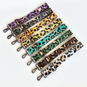 Adjustable leopard print nylon shoulder straps in eight colors with metal swivel hooks