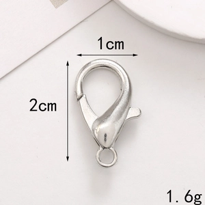 Detailed view of silver heart lobster clasp showing 1cm width and 2cm length dimensions