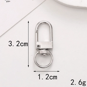Silver zinc alloy spring lobster clasp keychain accessory measuring 3.2cm x 1.2cm