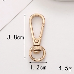 Golden zinc alloy lobster clasp spring ring for keychains with 3.8cm length dimensions