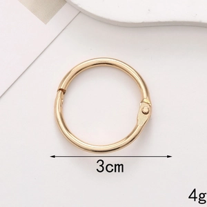 Golden zinc alloy spring ring connector, 3cm diameter and 4g weight lobster clasp hardware