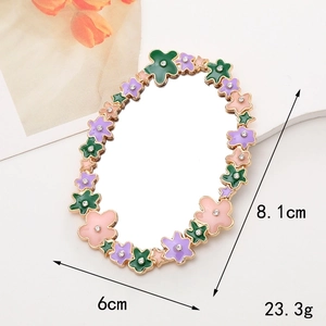 Floral makeup mirror for phone case DIY with dimensions 8.1cm x 6cm and 23.3g weight