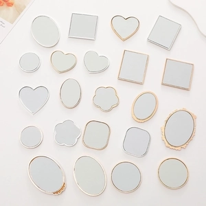 Multi-shaped mini mirrors with gold and silver metal frames for DIY phone case decor