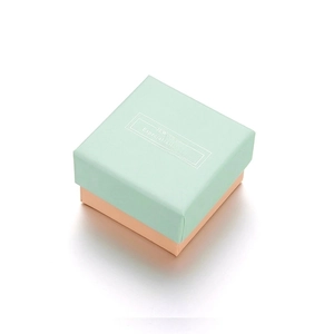 Teal and peach square jewelry gift box featuring 'Especially For You' print detail