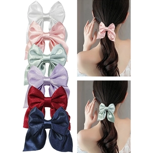 Handmade fabric bow hair clips set in vibrant colors for kids daily fashion wear