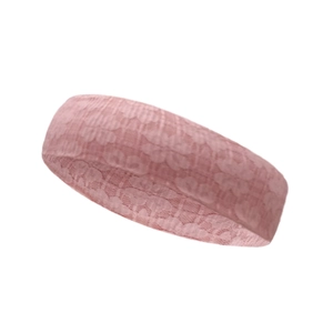 Pink lace elastic headband with floral texture for yoga and fitness training