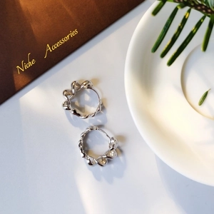 Minimalist S925 sterling silver hoop earrings with a twisted rope design for women
