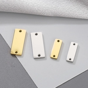 Polished rectangular stainless steel connector charms in gold and silver finishes for DIY