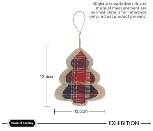 Exposition d'ornement de sapin de Noël rustique avec dimensions de 12,5 cm par 10,5 cm en détail