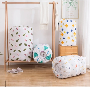 Waterproof PEVA drawstring storage bag with multiple patterns for quilts and blankets