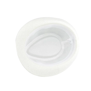 Detail view of white linen sun hat interior with 58cm size label and sweatband