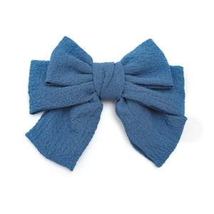 Three-layer large blue bow hair clip with textured fabric for women in Japanese JK style