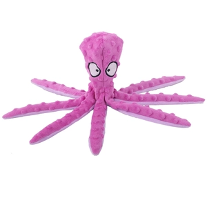 Pink squeaky octopus plush toy for dogs featuring a bumpy texture and durable soft fabric