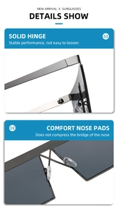Detail view of square metal sunglasses showing solid hinges and comfortable nose pads