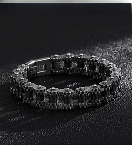 Macro view of industrial gear chain bracelet with vintage finish and plug-in buckle