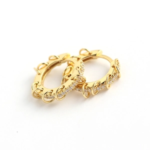 French luxury S925 silver gold-plated hoop earrings with sparkling zircon accents