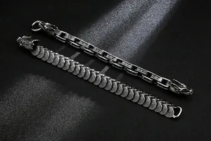 Détails de bracelets tête de dragon rétro avec maillons complexes en acier inoxydable