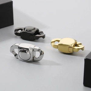 Polished stainless steel snap clasps in black silver and gold for jewelry DIY