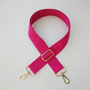 Adjustable rose red fabric shoulder strap with gold swivel lobster clasps for handbags