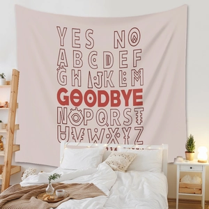 Pink Ouija board wall tapestry with letter prints for aesthetic bedroom decoration