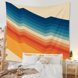Detailed view of bohemian mountain tapestry with geometric patterns for bedroom decor