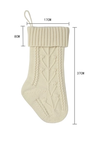 Detailed knit Christmas stocking dimensions: 37cm height, 17cm width, cream textured yarn