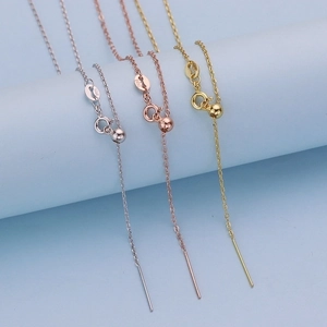 Adjustable S925 sterling silver chain necklaces in silver, gold, and rose gold finishes