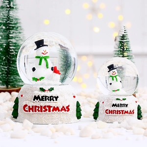 Coffret de boules à neige de Noël lumineuses avec bonhomme de neige et oiseau rouge