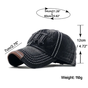 Tableau des tailles détaillé de la casquette en denim lavé avec broderie M