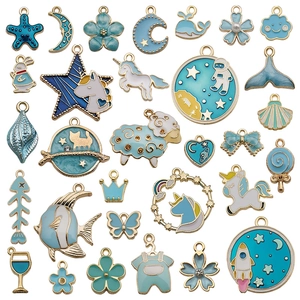 DIY Jewelry Alloy Drip Oil Enamel Charms Pendants Set Star Heart Animal Shape Handmade Bracelet Necklace Accessories