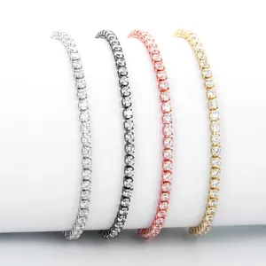 Tennis bracelet with single-row claw-set cubic zirconia in silver, gold, and rose gold finishes