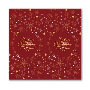 Red and gold rectangular Merry Christmas stickers for holiday gift box sealing and wrapping