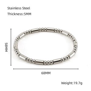 Detailed specs of the 5MM stainless steel bamboo style bangle showing 68MM diameter