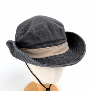 Washed patchwork boonie hat with adjustable chin cord for outdoor hiking and fishing