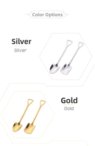 Mirror polished stainless steel shovel spoon set in silver and gold with hanging loop