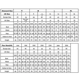 Detailed bridal size chart showing standard and plus sizes in inches and centimeters