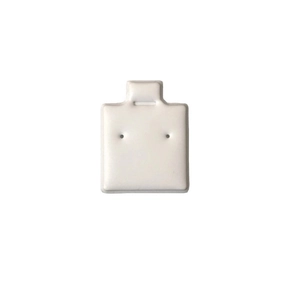 Minimalist white earring display card with double-hole design for jewelry presentation