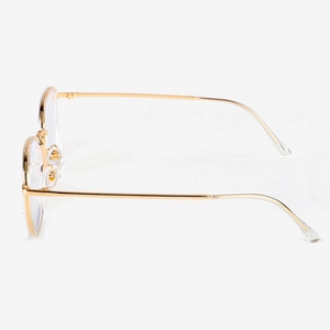 Stylish gold metal frame anti-blue light glasses with retro round lens design