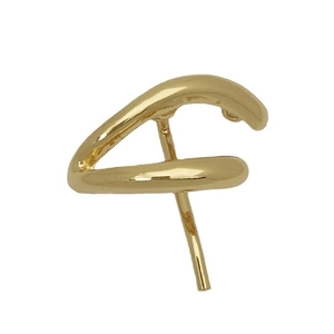 Sleek gold minimalist metal ear cuff with a polished wrap-around design on white background