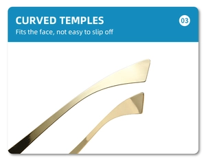 Detail of curved gold metal temples on sports sunglasses with anti-slip ergonomic design