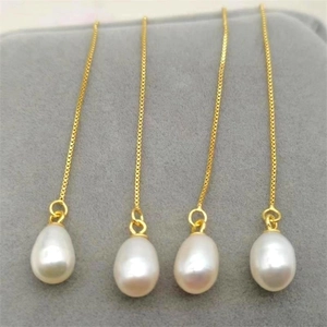 Elegant S925 sterling silver long tassel earrings with teardrop freshwater pearls