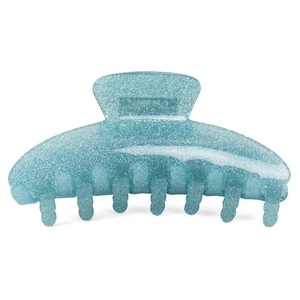 Large blue glitter acrylic hair claw clip with glossy finish for women hair styling