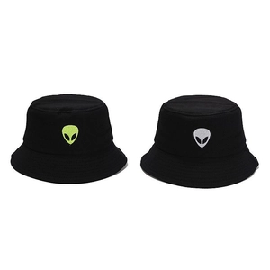 Cappello Da Pescatore Con Ricamo Alieno Cotone Tela Streetwear Hip Hop Protezione Solare Outdoor Cappello Unisex