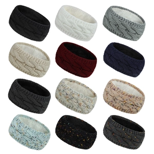 Gestricktes Stirnband-Set mit Fleecefutter in zwölf Farben für den Winterschutz