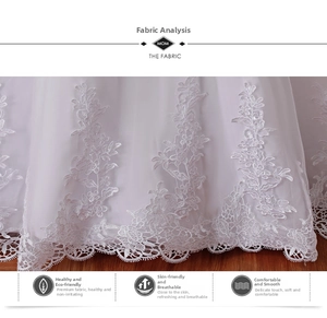 Macro shot of white floral lace detail with scalloped edges for slim mermaid wedding dress