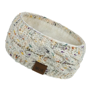 Bandeau d'hiver chaud en tricot avec doublure polaire et fils confettis colorés