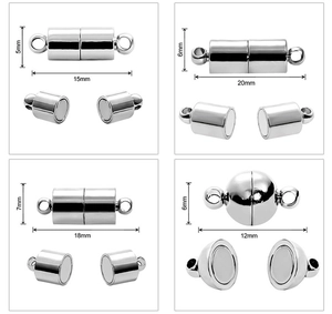 Macro detail of various sizes of cylindrical and spherical magnetic jewelry clasps