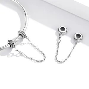 Authentic S925 sterling silver vintage vine safety chain for DIY charm bracelets