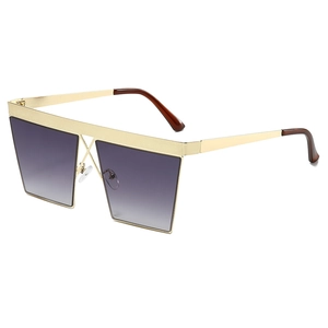 Luxury metal square oversized sunglasses with gold frames and gradient tinted lenses