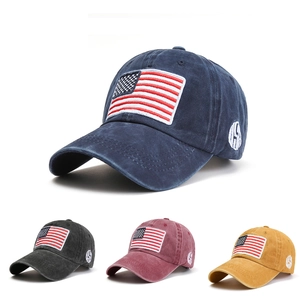 Vintage Washed Cotton Baseball Cap American Flag USA Embroidery Distressed Adjustable Sun Hat For Men Women Outdoor